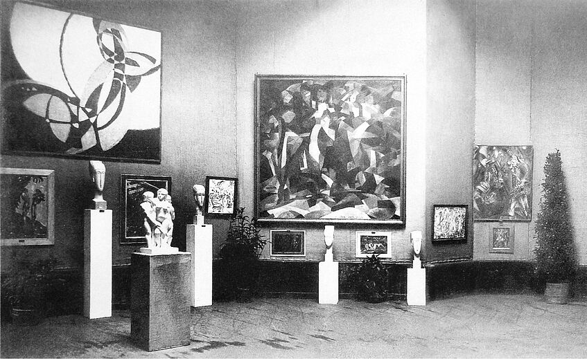 Image Caption: Exhibition view, Salon d'Automne 1912, Paris, with works by Kupka (left) and Picabia (middle)