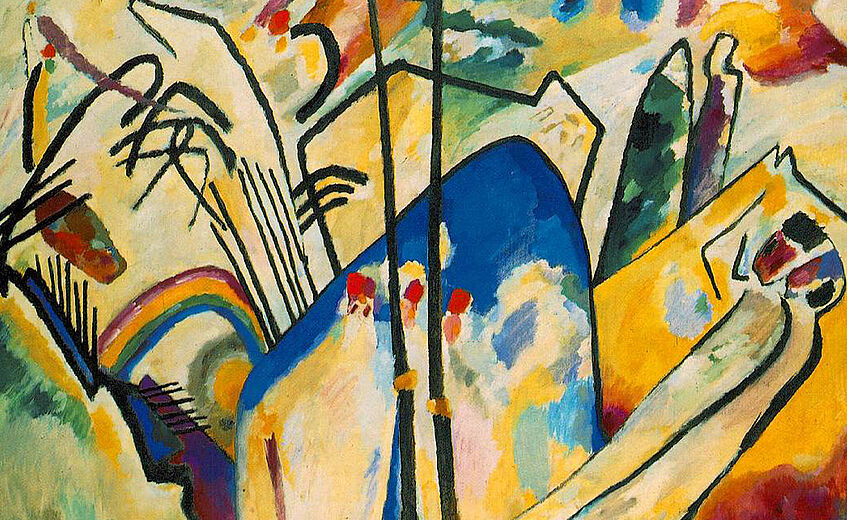 Wassily Kandinsky, Komposition IV, 1911, oil on canvas, 159,5 x 250,5 cm, Kunstsammlung Nordrhein-Westfalen Düsseldorf.